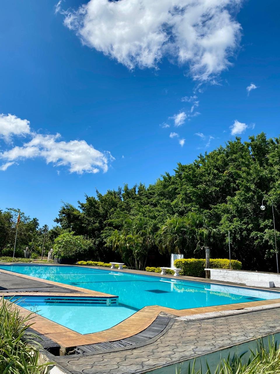 Swimming pool under blue skies